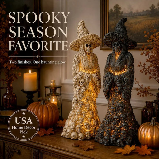 🔥HOT SALE 50% OFF✨🎃 Skull Witch Lantern Statue