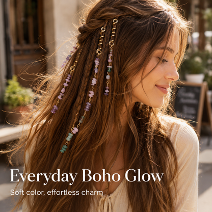 European and American-style bold braided hair ties with unique natural stone pendants