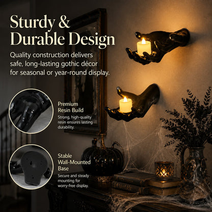🎃 Creepy Reaching Hands Wall Decor with LED Candles – Instant Haunted Halloween Vibes 🕯️