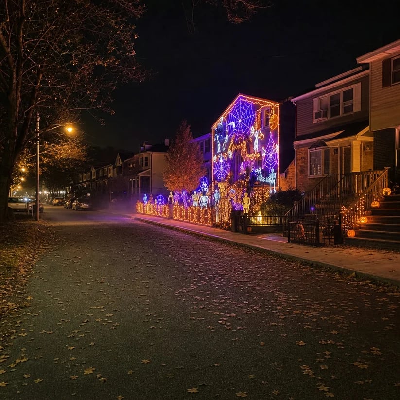 🏡 Architectural Dynamic Mesh Christmas Wall Light – Outdoor Animated Facade Display ✨