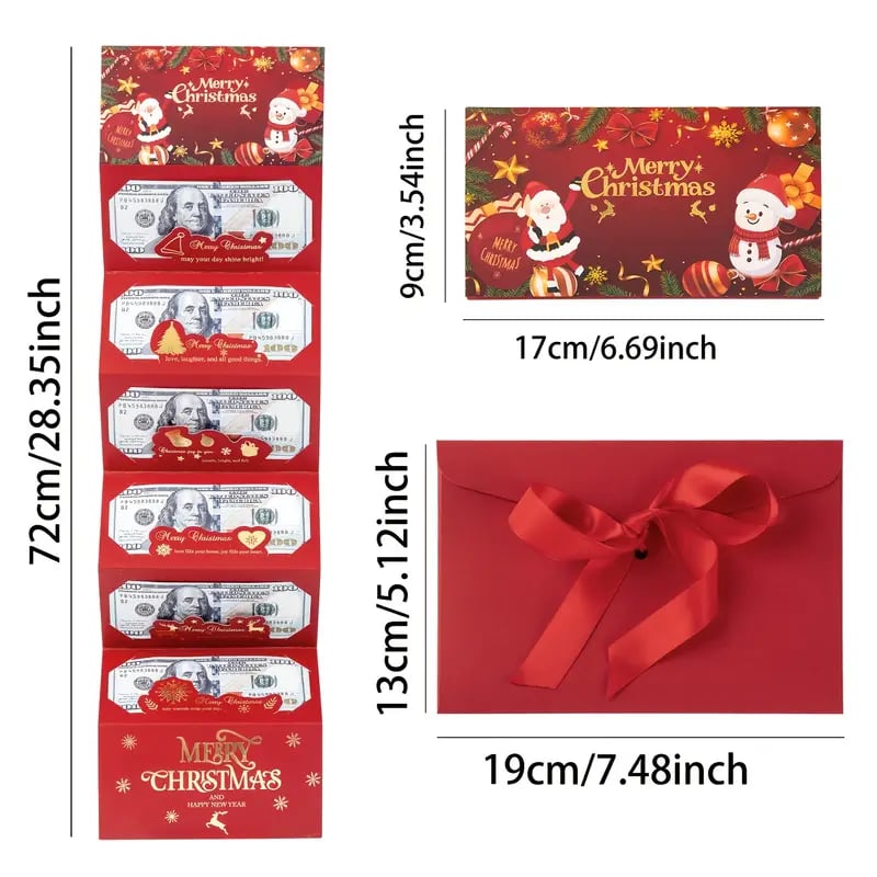 🎁 Foldable Surprise Christmas Cash Gift Envelope – Pop-Up Holiday Money Holder ✨