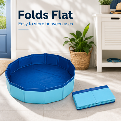 Pool Foot Bath—A non-inflatable, foldable, and stowable foot bath designed for use with pool entry ladders