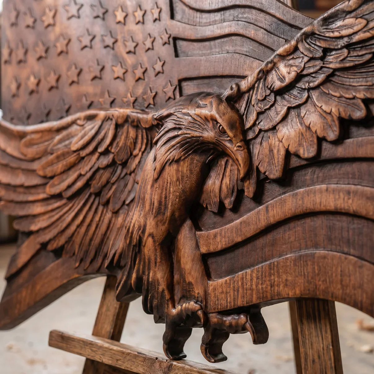 Wings of Freedom Handmade Wooden American Flag Wall Decor