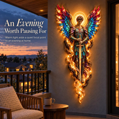 ✝️✨ Lighted Angel Wall Sculpture – Glowing Guardian Angel Decor, Christian Faith Gift & Home Blessing 🪽