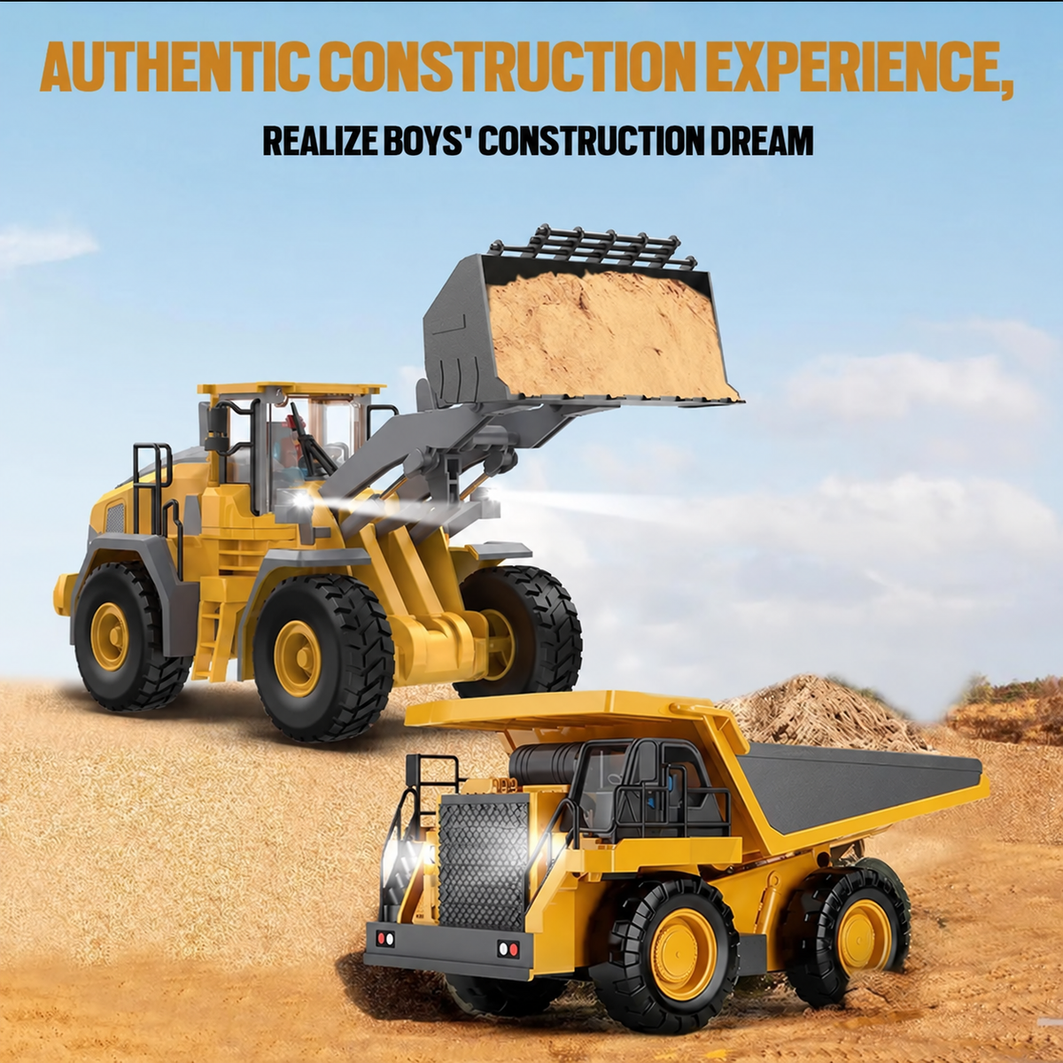 🚜 4-in-1 RC Construction Vehicle Fleet - Remote Control Excavator Dump Truck Toy Set 🏗️