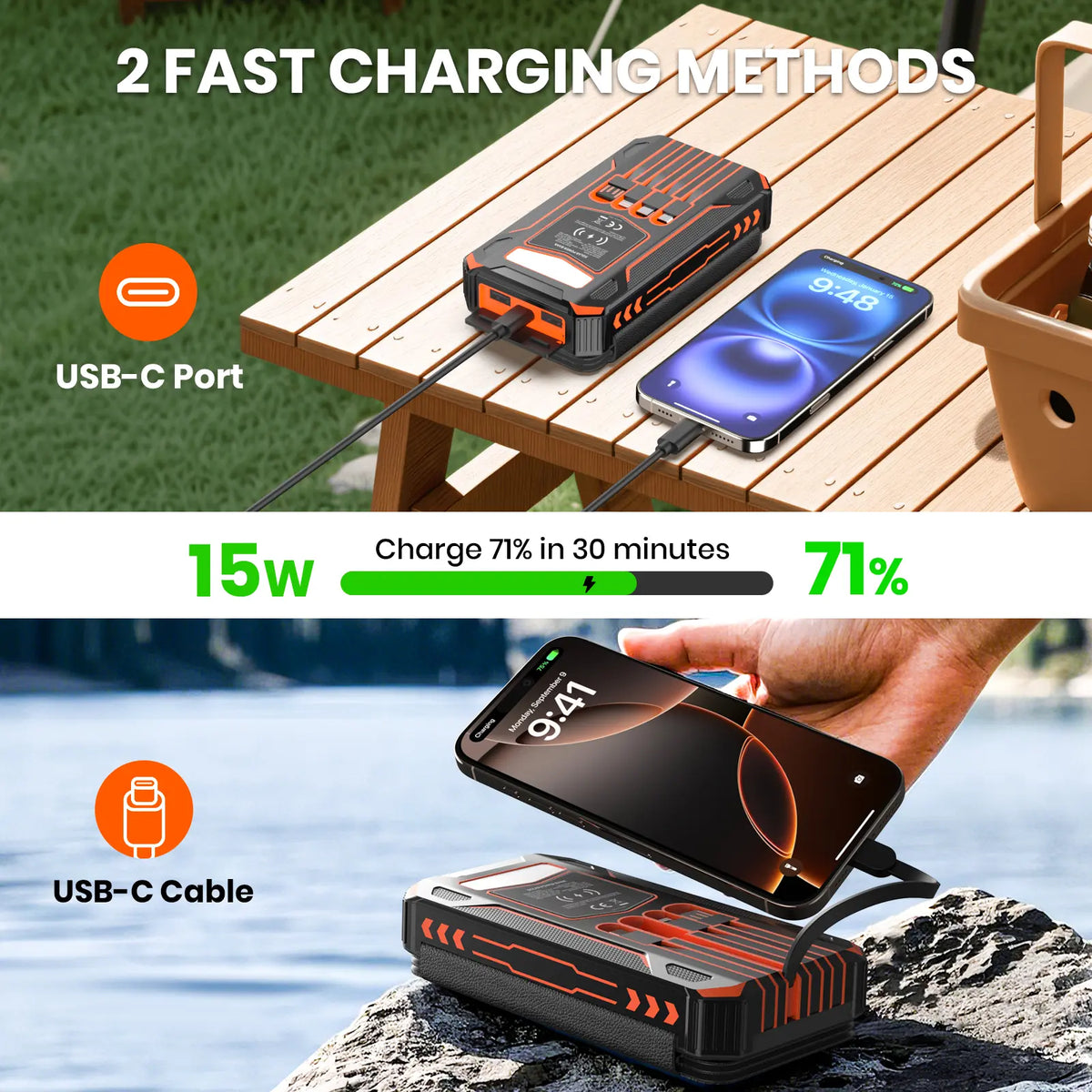 ☀️ 50% OFF Solar Power Bank – Wireless Charging & Multi-Device Output