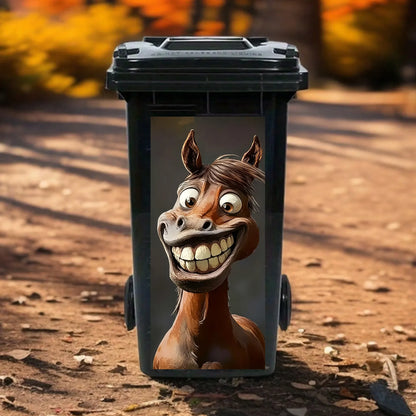 🐴3PCS Funny Horse and Donkey Wheelie Bin Stickers for Outdoor Décor