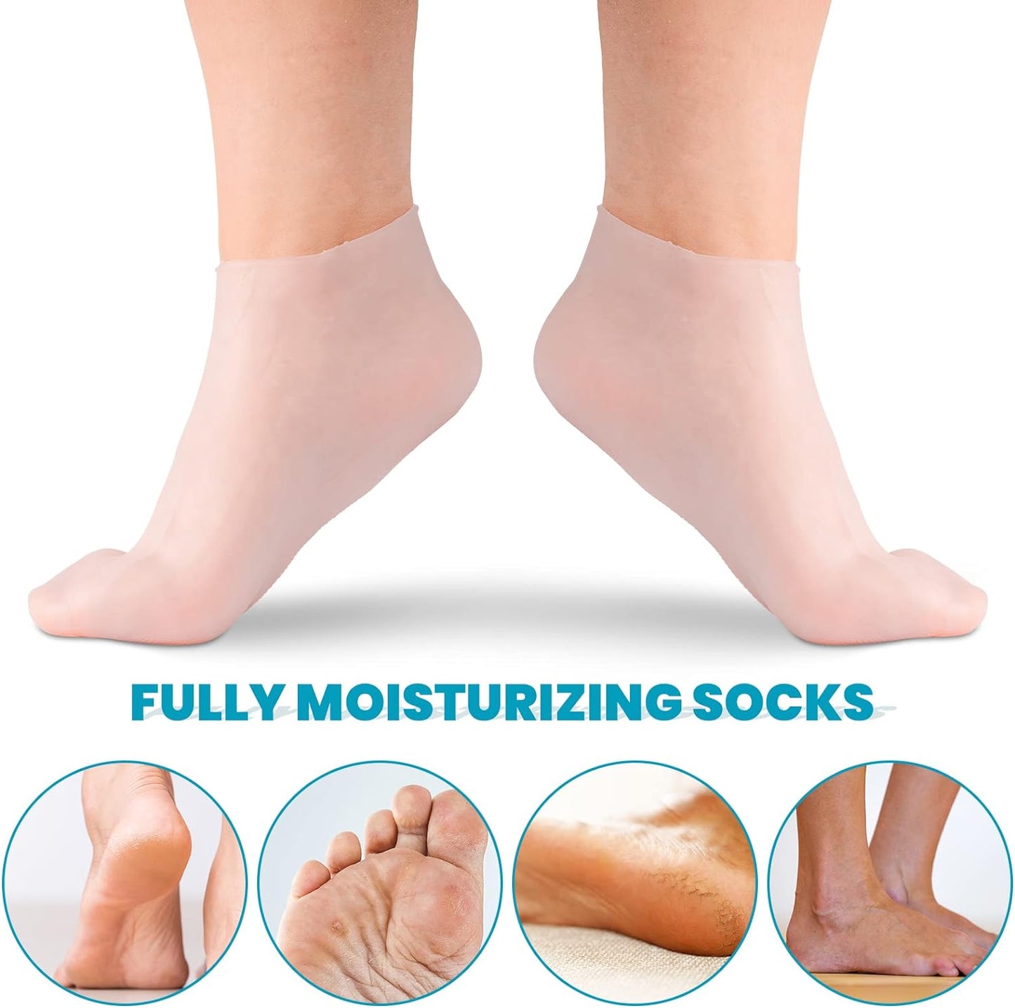 💗3-Pack Reusable Moisturizing Silicone Foot Mask Socks
