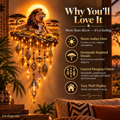 🔥Today 59% OFF🔥Majestic Savannah Family Glow™ – Lion & Cub Illuminated Wall Decor