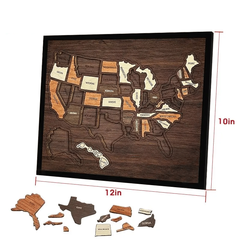 🔥 50% OFF TODAY | Wooden USA Travel Map Puzzle 🗺️ The Ultimate Gift For Couples 🎁