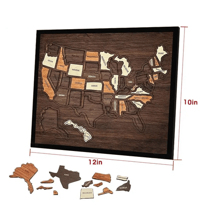 🔥 50% OFF TODAY | Wooden USA Travel Map Puzzle 🗺️ The Ultimate Gift For Couples 🎁