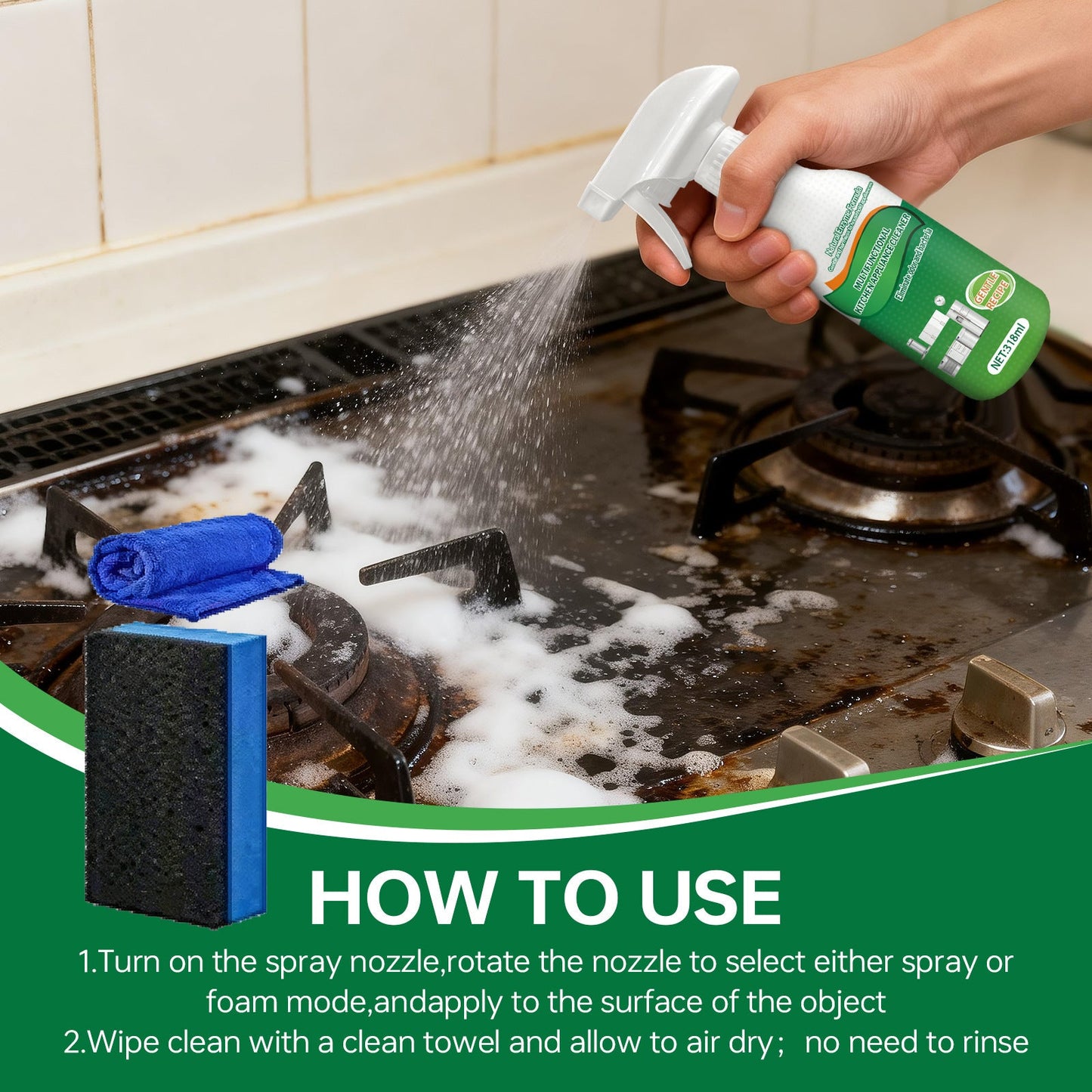 Kitchen and Bathroom Cleaner: Cleans, Removes Stains, and Eliminates Grime