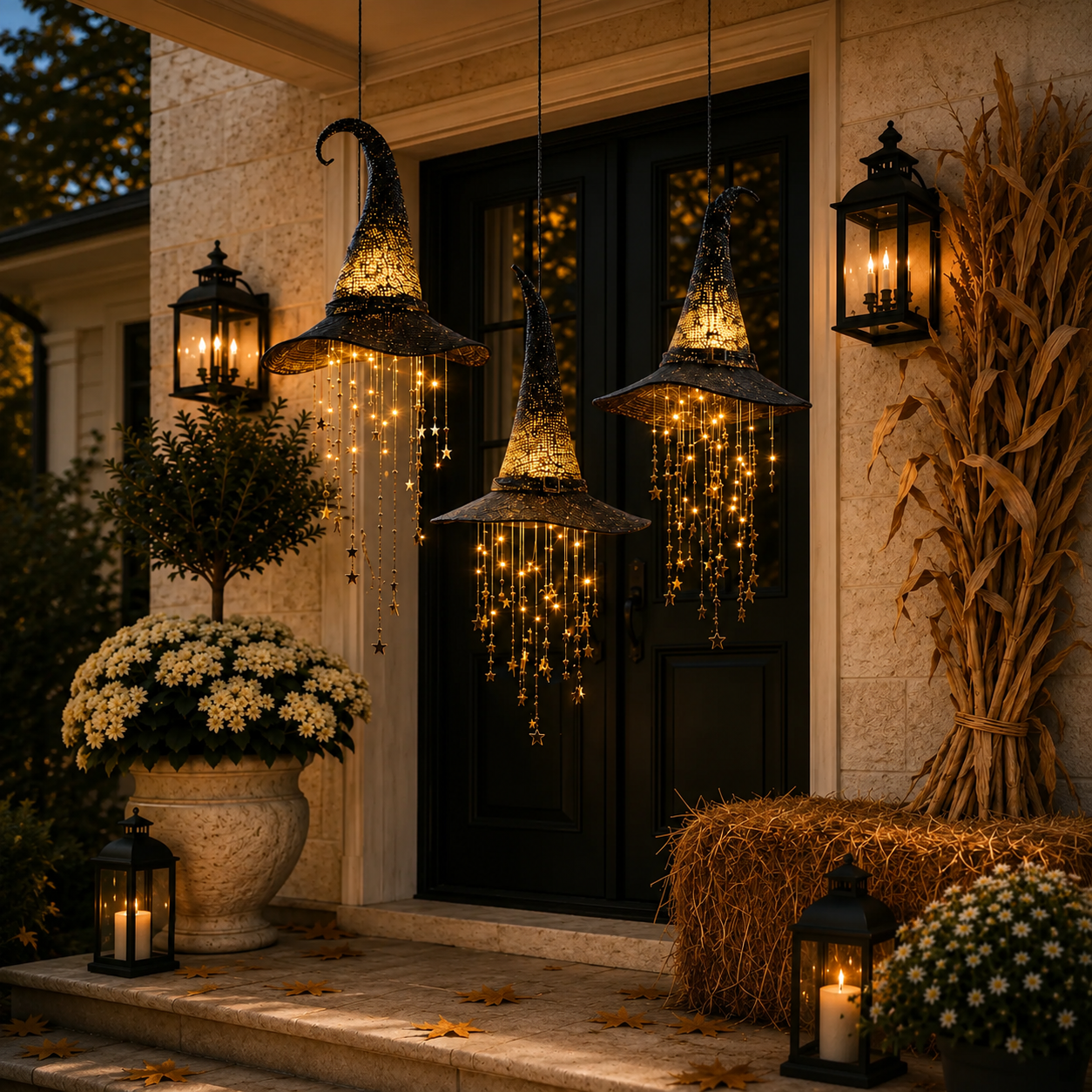 🧙‍♀️ Glowing Witch Hat Hanging Light – Halloween Star Lantern Decor
