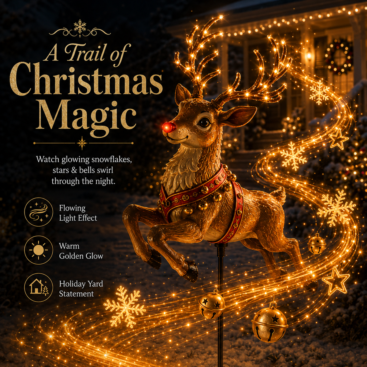 🎅Christmas Early Discount 49% Off🦌 Reindeer Magic Trail Garden Stake Light – Flowing Christmas Solar Yard Decor ✨