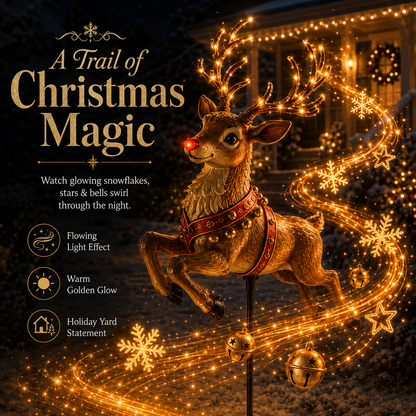 🎅Christmas Early Discount 49% Off🦌 Reindeer Magic Trail Garden Stake Light – Flowing Christmas Solar Yard Decor ✨