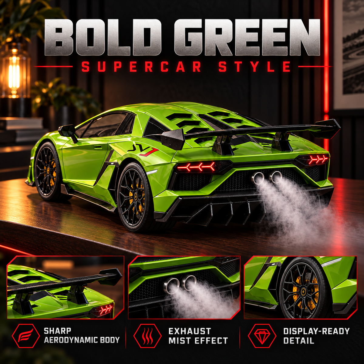 🔥50% OFF🔥🏎️ Track-Inspired Sports Car Display Model – Exhaust Mist Effect Collector Decor!!!