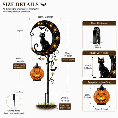 🎃 Pumpkin Moon Solar Garden Stake Light | Halloween Yard Decor