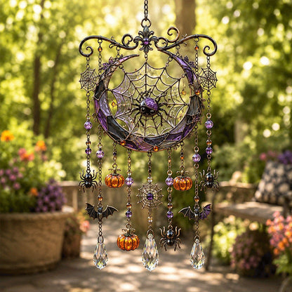 🎃 Halloween Stained Glass Hanging Ornament | Gothic Window Decor