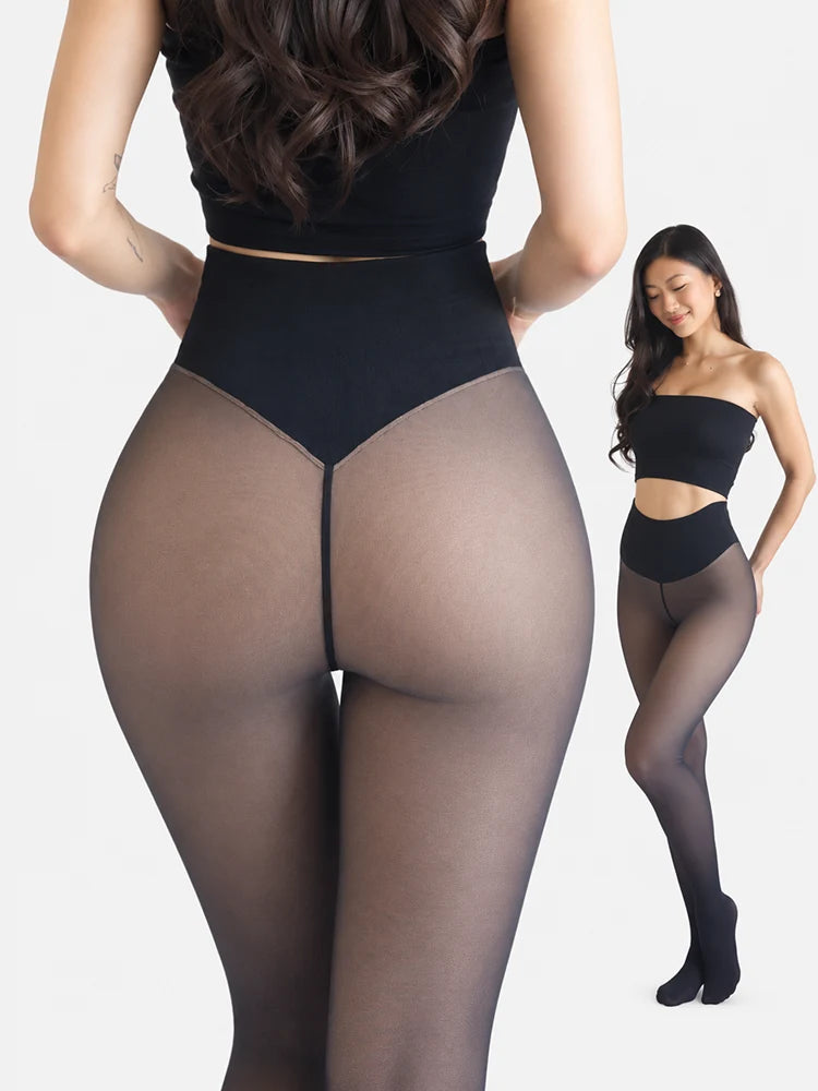 🔥 Magic Fleece-Lined Leggings – One-Seam Design, 5" Compression Waist & Sheer-Look Warmth