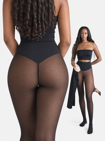 🔥 Magic Fleece-Lined Leggings – One-Seam Design, 5" Compression Waist & Sheer-Look Warmth