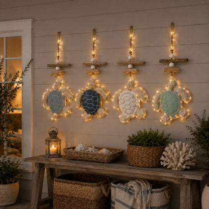 🐢✨ Glowing Sea Turtle Wall Art – Coastal Ocean Decor