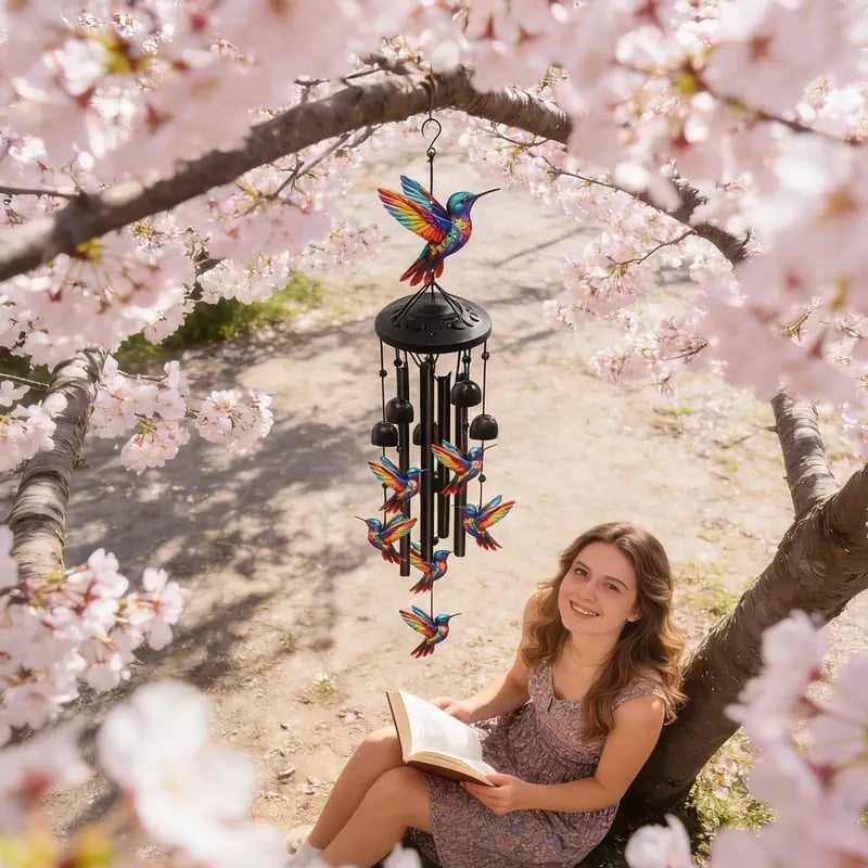 🔥2026 Spring Hot Sale🔥-🐦Vintage Colorful Hummingbird Wind Chime with Metal Tubes and Bells