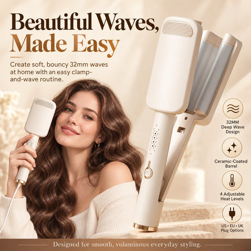 ✨ 32mm Wavy Hair Curler - Ceramic Automatic Beach Wave Iron 🌊