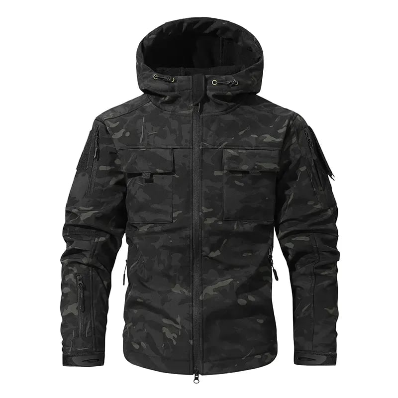 🏕️ Tactical Hooded Jacket with 9 Utility Pockets and Warm Fleece Lining