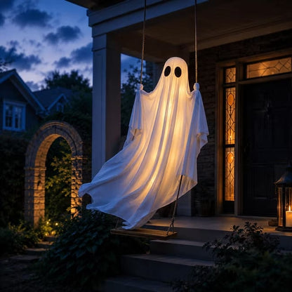 👻 5FT Large  LED Hanging Swing Ghost Halloween Decor | Outdoor Porch & Yard Display