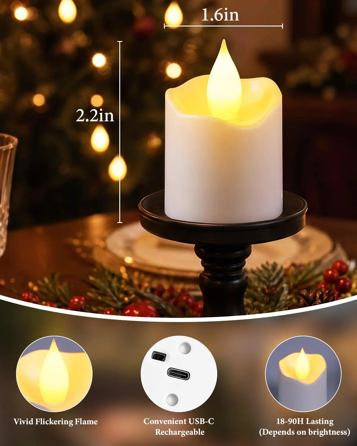 🕯️ Rechargeable Flameless LED Candle Set – Multi-Station Dock & Remote Control ✨