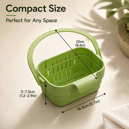 ✨ SpaceFold  Foldable Sink Drain Basket | Hanging Strainer & Organizer 💧