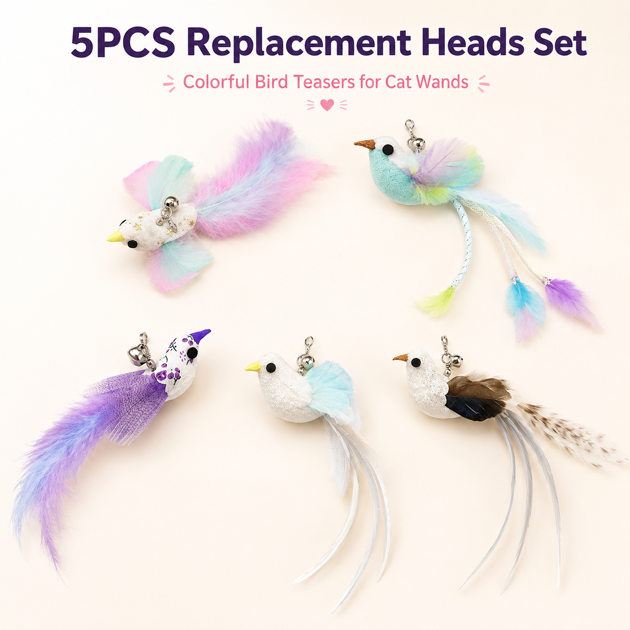 🐱 Interactive Cat Wand with Suction Cup & Natural Feathers 🪶