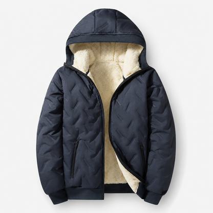 🧥 Men's Wool-Lined Hooded Winter Jacket with Zipper Pockets ❄️