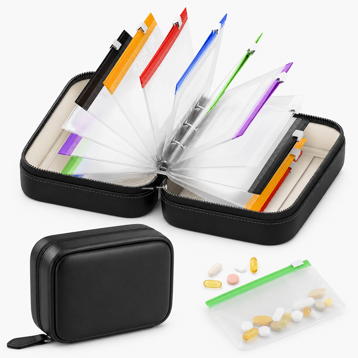 💊 14-Day Portable Pill Pouch Organizer Case with Color Zippers 💼