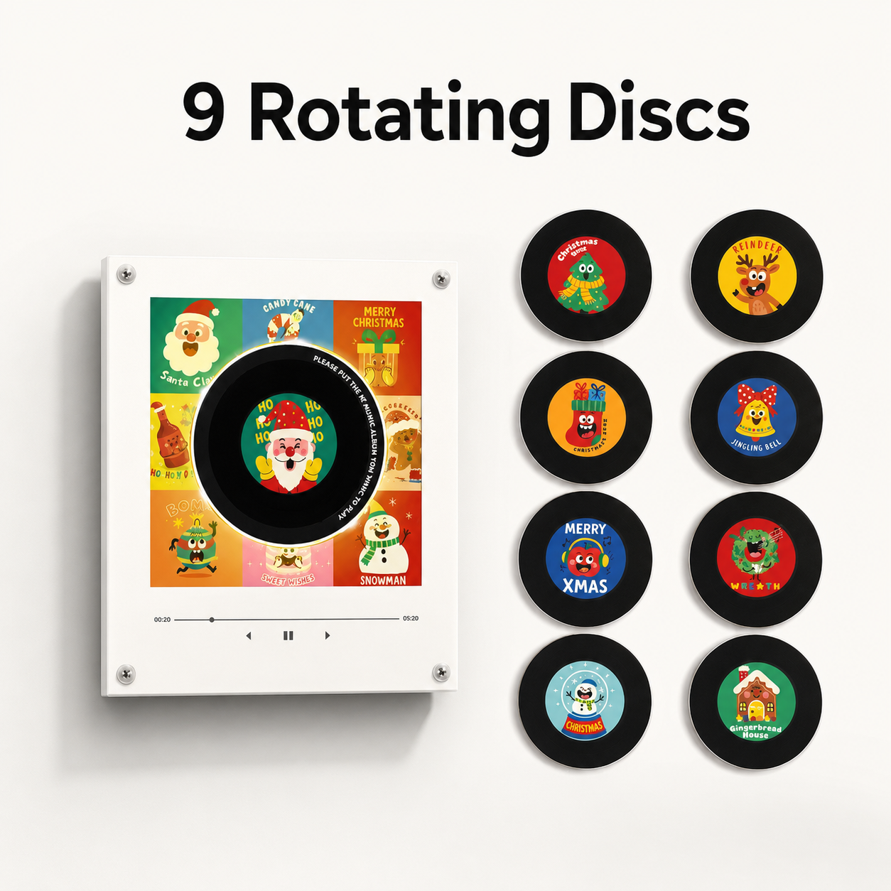 🎵 Magnetic NFC Acrylic Music Player with 9 Mini Vinyl Discs ✨