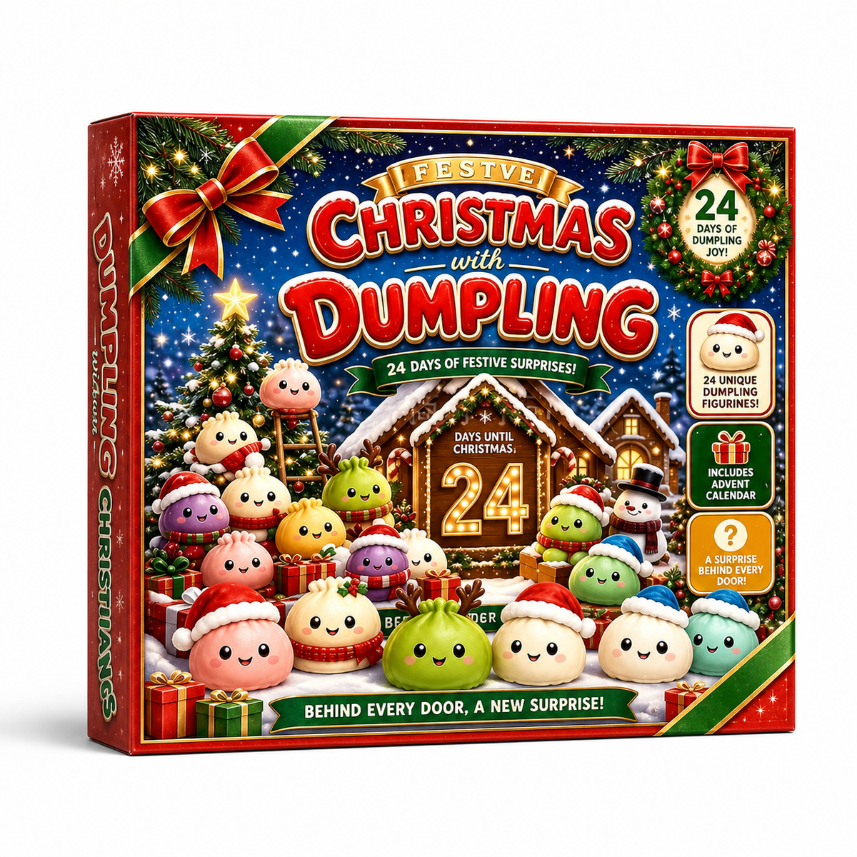 🥟 Christmas Dumpling Squishy Advent Calendar – 24 Days Holiday Toys 🎄