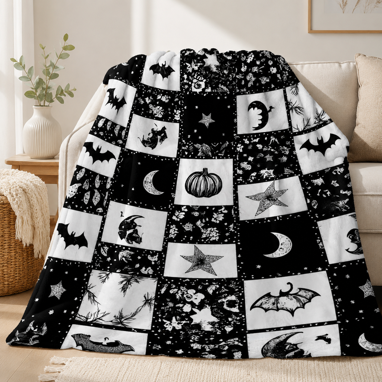 🎃 Halloween Autumn Printed Flannel Throw Blanket for Sofa & Bed 🍂