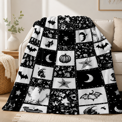 🎃 Halloween Autumn Printed Flannel Throw Blanket for Sofa & Bed 🍂