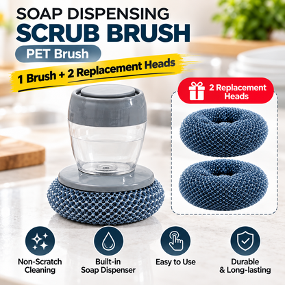 🧽 Refillable Soap Dispensing Dish Scrubber – Palm Kitchen Cleaning Brush ✨