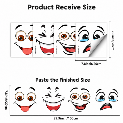 😜 Funny Cartoon Face Decal Sticker – Trash Bin & Fridge Decor 🗑️