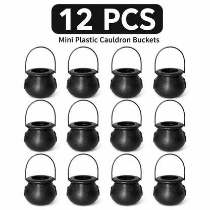 🎃 Mini Black Halloween Cauldron Bucket with Handle Party Favors Candy Holder 🍬