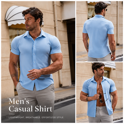 ⚡ 49% OFF – 👔 Men’s Muscle Fit Wrinkle-Free Shirt