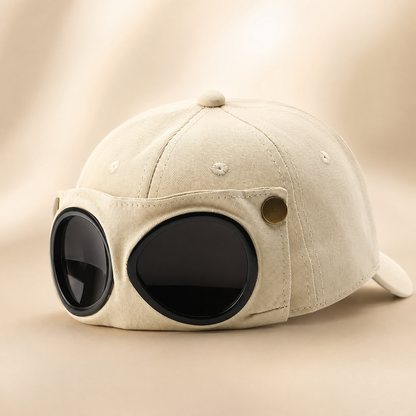 🧢 Cat Ear Aviator Goggle Baseball Cap with Tinted Lenses 🕶️