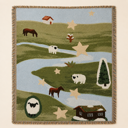 🌞 Boho Sun & Moon Celestial Patchwork Woven Blanket with Tassels 🌙