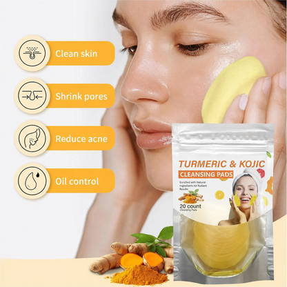 💸 SAVE BIG 💸  Natural Turmeric & Kojic Acid Exfoliating Cleansing Pads for Dark Spots | 20 Pads 🧼
