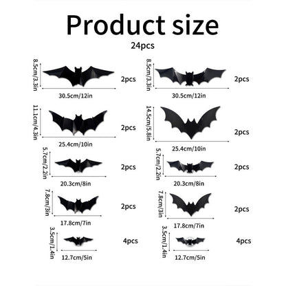 🦇 LED 3D Glowing Bat Wall Sticker Set Halloween Spooky Ambiance Decoration 🏷️