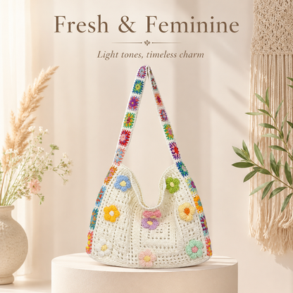 🌸 Retro Floral Patchwork Crossbody Bag – Lightweight Boho Tote for Everyday Style