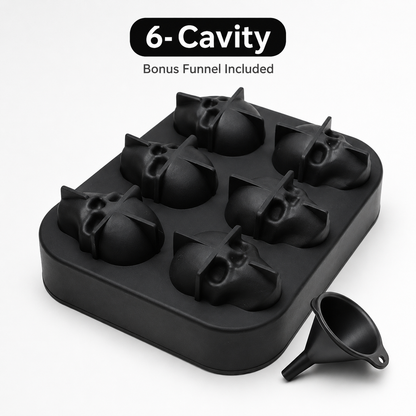 💀 6 Cavity 3D Skull Silicone Ice Cube Mold Tray Whiskey Cocktail Ice Maker 🥃
