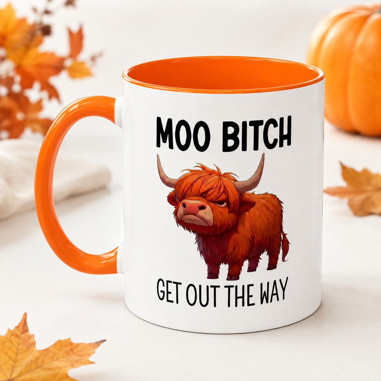 🐮 Sarcastic Highland Cow Coffee Mug – Moo Bitch Novelty Cup ☕