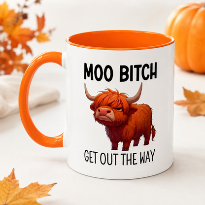 🐮 Sarcastic Highland Cow Coffee Mug – Moo Bitch Novelty Cup ☕